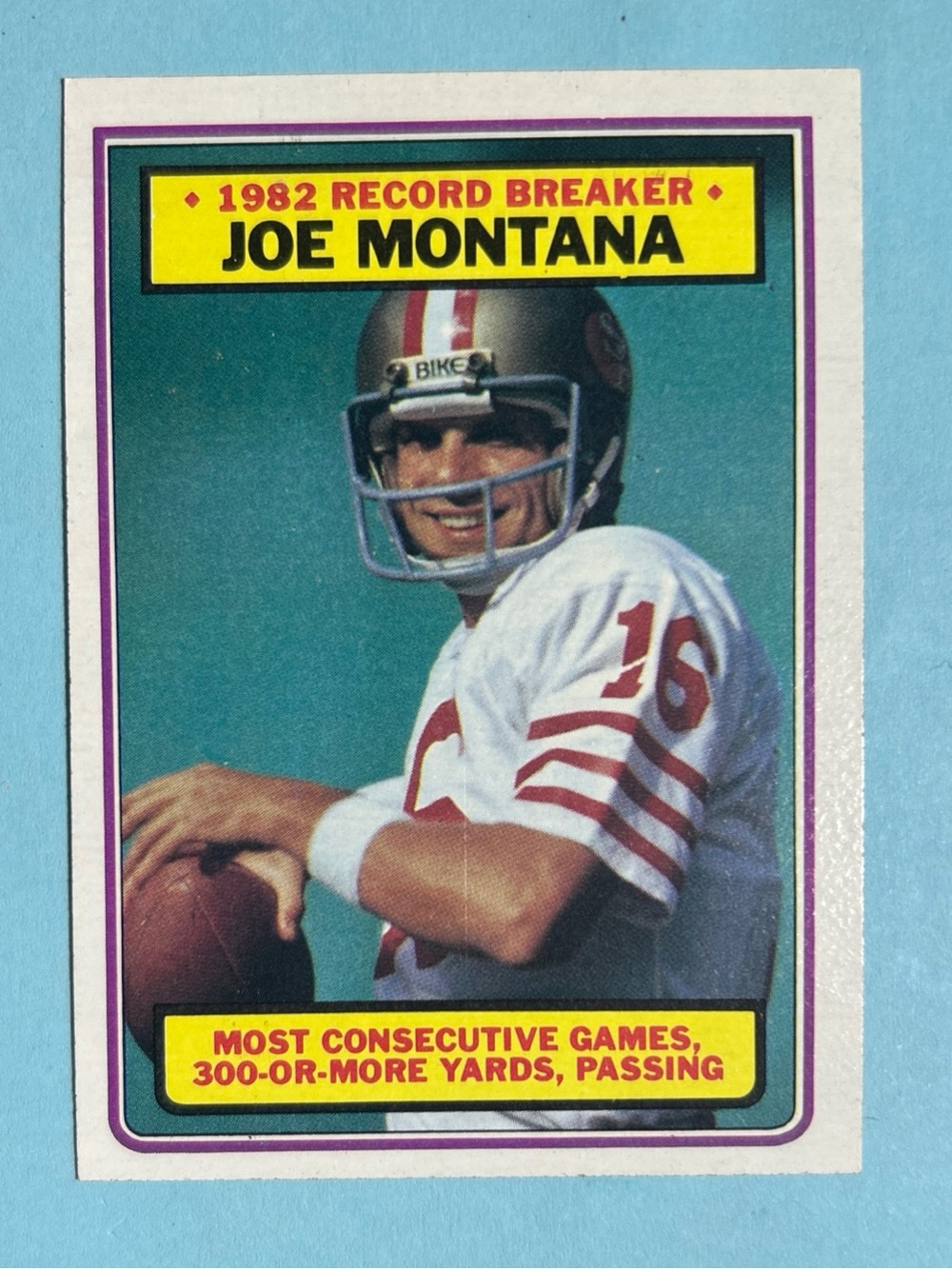 Joe Montana SF 49ers 1983 Topps NFL 1982 Record Breaker 300+ Passing #4